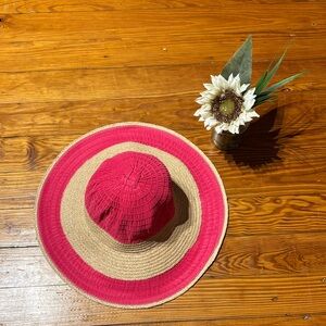 Red and Tan Wide Brim Sun Hat